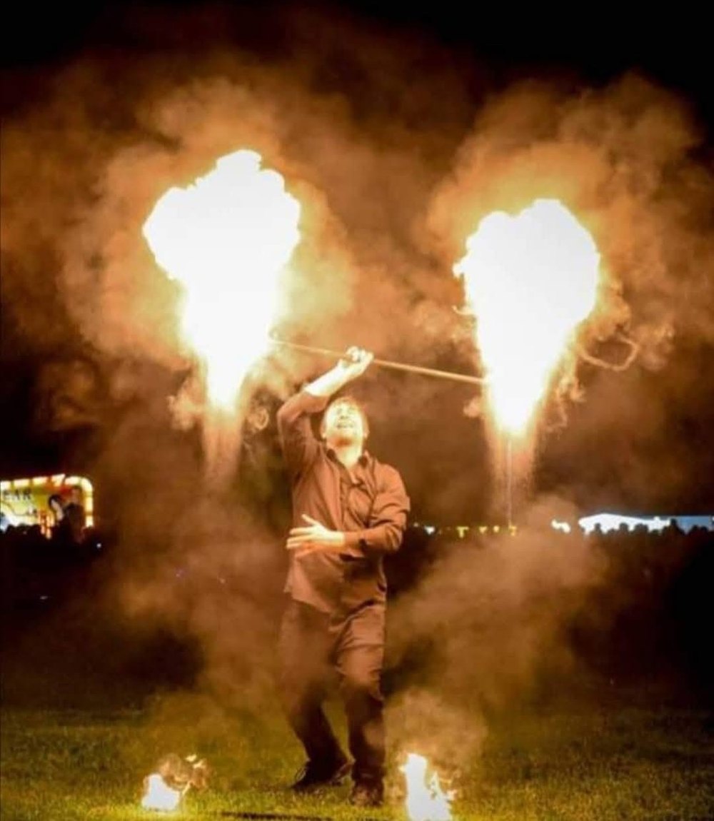 Fire breathing spectacle