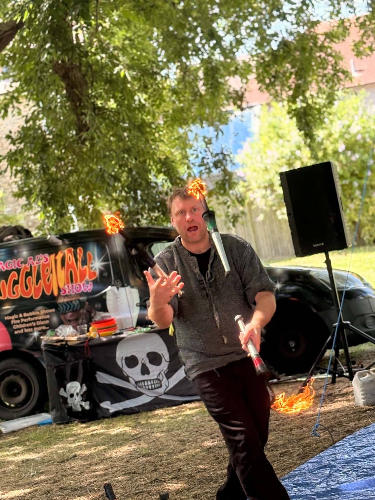 Fire juggling show